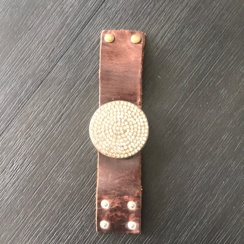 Swarovski Crystal and leather disc bracelet